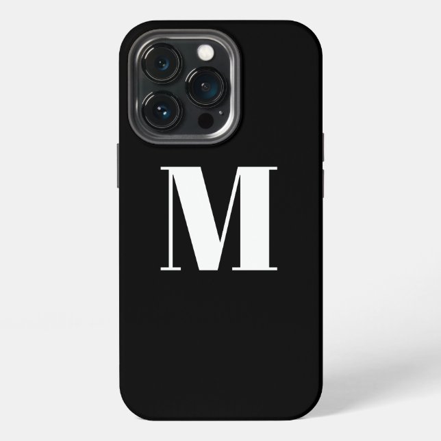 Coque iPhone Personnaliser monogramme initial noir blanc (Dos)