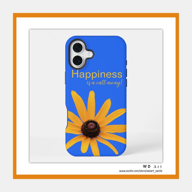 Coque iPhone Pétales Jaunes Soleil Lumineux, Bleu Royal Personn (Inspiration in yellow and blue - personalize it or purchase as is. )