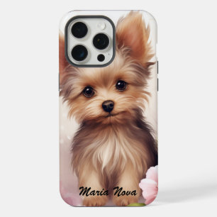 Coque iPhone 15 Pro Max Petit chien coupé avec un nœud – Illustration de m