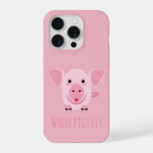 Coque iPhone 15 Pro Petit cochon rose heureux mignon