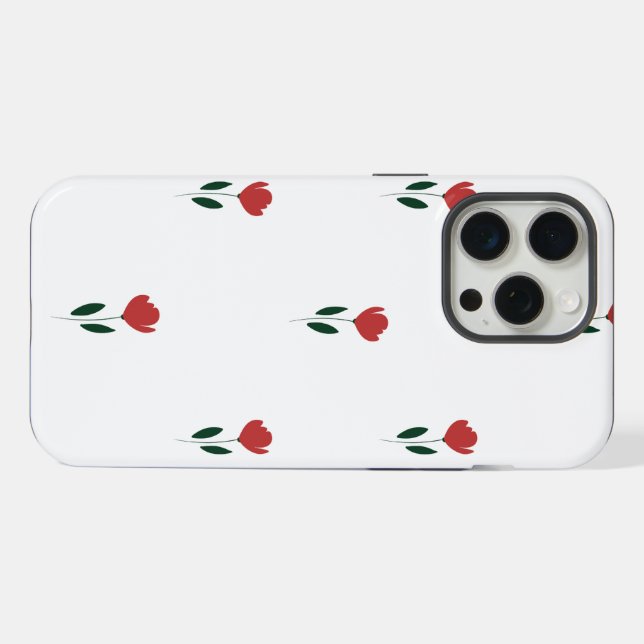 Coque iPhone Petit motif de fleurs rouges  (Verso Horizontal)