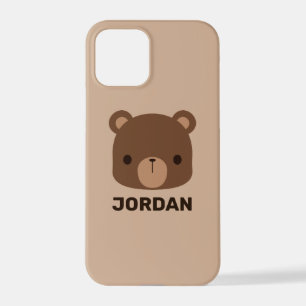 Coque iPhone 12 Pro Petit ours Brown mignon avec nom personnalisé
