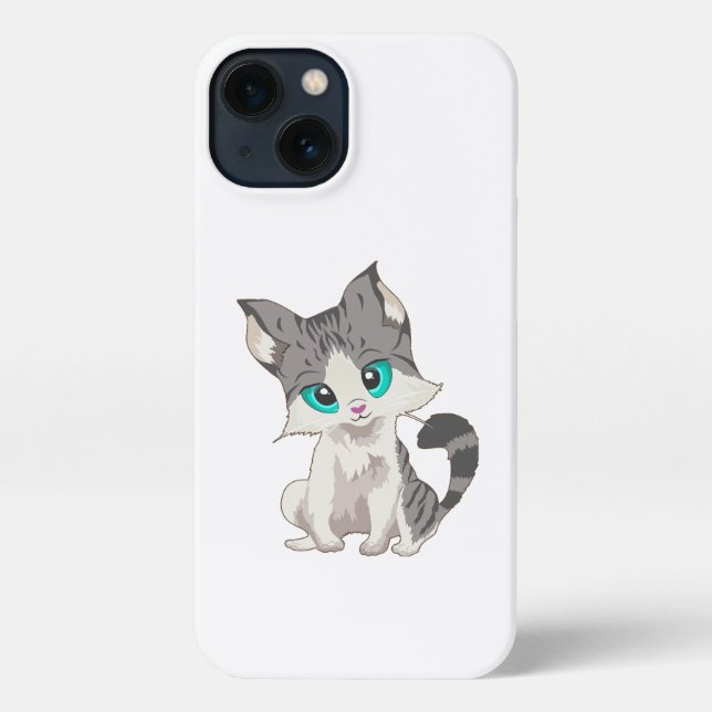 COQUE iPhone PETITE CUISINE GRIS ET BEIGE AUX YEUX BLEUS (Verso)