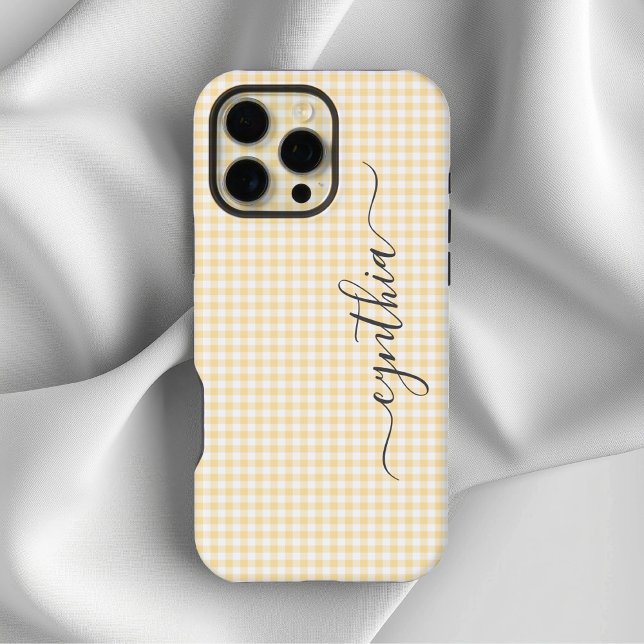 Coque iPhone Petite Gingham Signature Beige (Tiny Beige Gingham Signature iPhone Case)