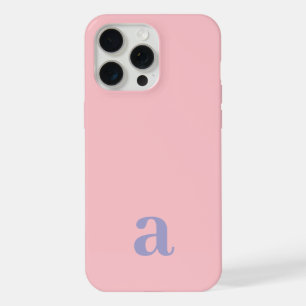 Coque iPhone 15 Pro Max Petite lettre de monogramme rose et bleu minimalis