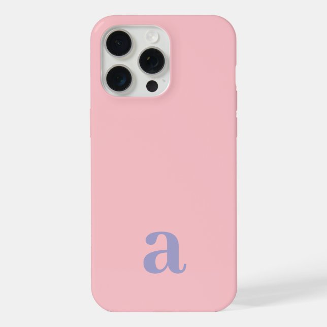 Coque iPhone Petite lettre de monogramme rose et bleu minimalis (Verso)