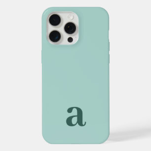 Coque iPhone 15 Pro Max Petite lettre monogramme minimaliste sarcelle et v