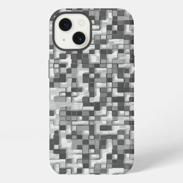 Coque iPhone Petits carrés mélangés en tons de gris à clair (Verso)