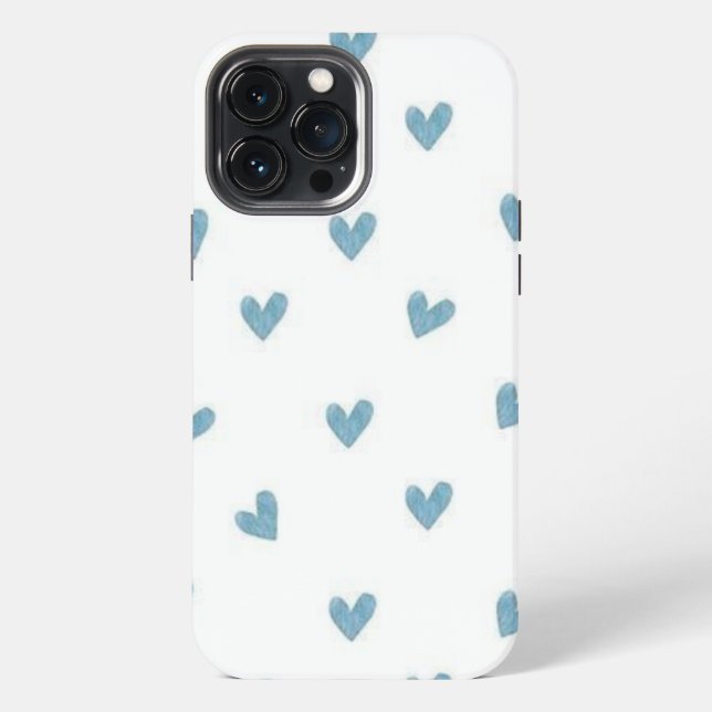 Coque iPhone petits coeurs bleus (Verso)