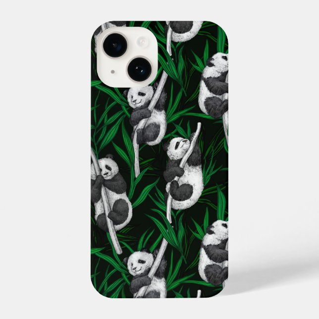 Coque iPhone Petits panda sur vert foncé (Verso)