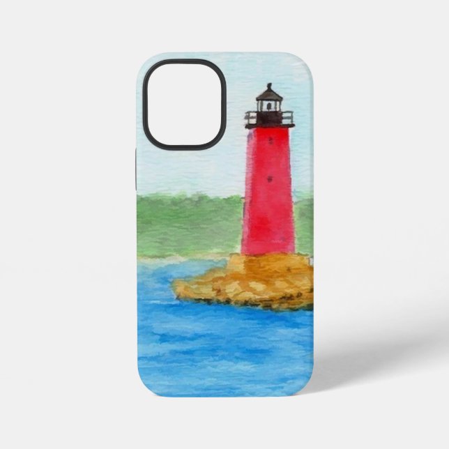 Coque iPhone Phare aquarelle (Verso)