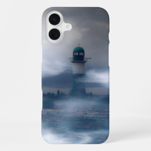 Coque iPhone 16 Plus Phare dans la tempête - Mer Baltique