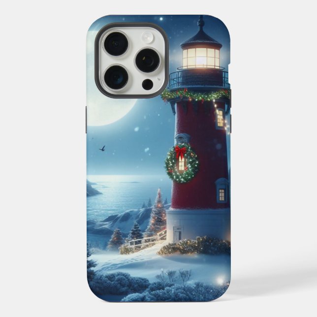Coque iPhone Phare de Noël maritime (Verso)