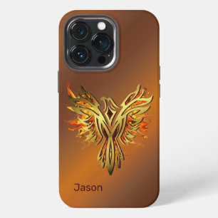 Etui iPhone 13 Pro Phénix en flammes sur bronze