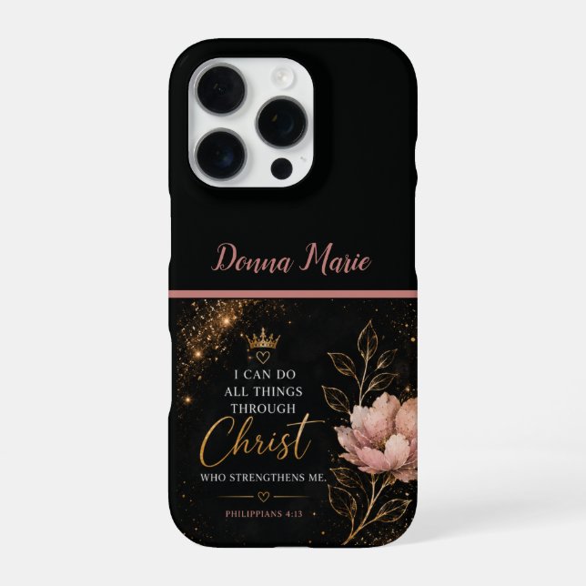 Coque iPhone Philippiens 4:13 Floral Chrétien  (Verso)