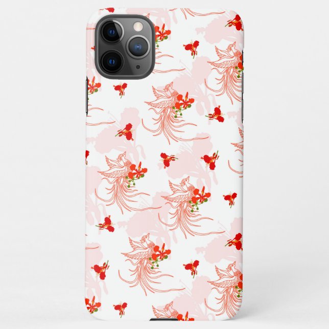 Coque iPhone Phoenix Oiseau Et Phoenix Fleur Motif Sans Faille (Dos)