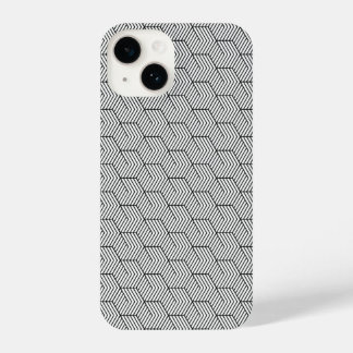 Coque Pour iPhone 14 Phone Case Black Pattern Line Cube Geometry Simple
