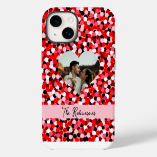 Coque Pour iPhone 14 Photo Abstraite rouge du cadre cardiaque