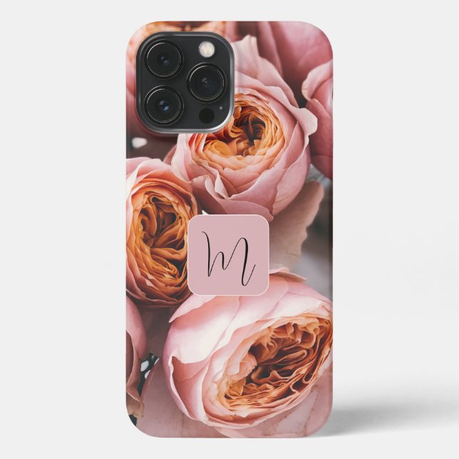Coque iPhone Photo adorable monogramme calligraphie nom rose ro (Verso)