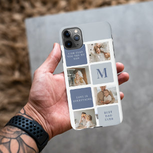 Coque iPhone 11Pro Max Photo Collage moderne & Bleu Happy Fête des pères 