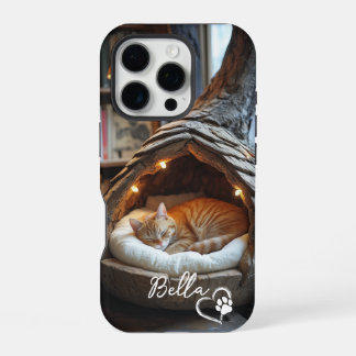 Coque iPhone 16 Pro Photo de chat personnalisée et nom avec patte de c