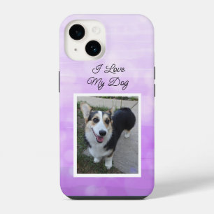 Coque Pour iPhone 14 Photo de chien personnalisée J'adore mon chien    