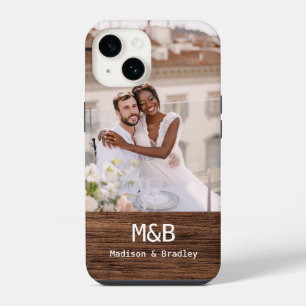 Coque Pour iPhone 14 Photo de couple avec monogramme et nom personnalis