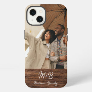 Etui iPhone 13 Photo de couple personnalisé avec monogramme sur b