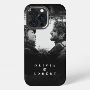 Etui iPhone 13 Pro Photo de couple personnalisée abstraite noire élég