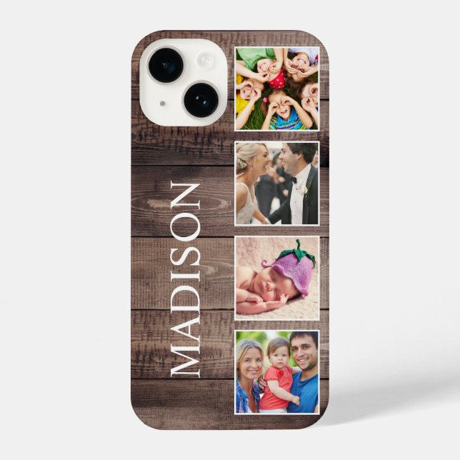 Coque iPhone Photo de Custom Collage Rustic Farmhouse Family (Verso)