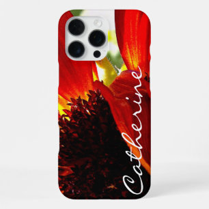 Coque iPhone 16 Pro Max Photo de gérbera rouge ajouter votre nom script gr