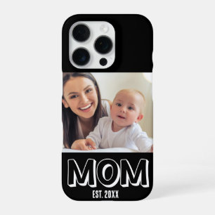 Coque iPhone 16 Pro Photo de maman Typographie minimale Année d'établi