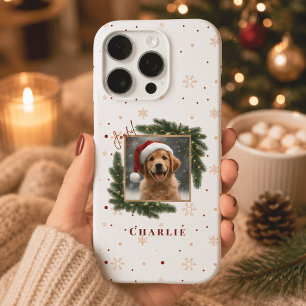 Coque iPhone 16 Pro Photo de Noël personnalisé pour animal de compagni