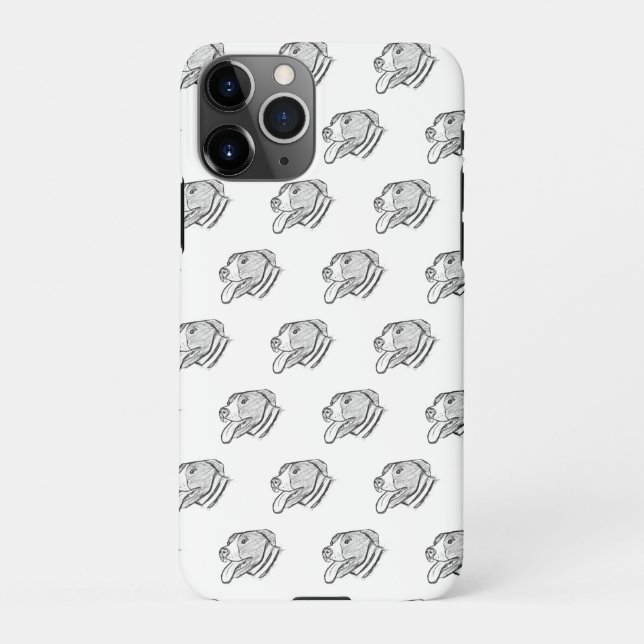 Coque iPhone photo de pitbull dessiné à la main amateur de chie (Dos)