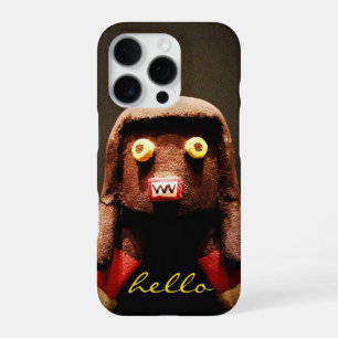 Coque iPhone 16 Pro Photo de visage de poupée Kachina avec écriture He
