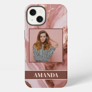 Etui iPhone 13 Photo d'élégance rose doré scintillant