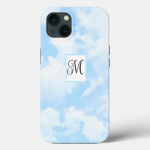 Etui iPhone 13 Photo d'un ciel bleu doux avec une lettre initiale