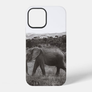 COQUE iPhone 12 PHOTO EN NIVEAUX DE GRIS D'ÉLÉPHANT GRIS PRÈS DES