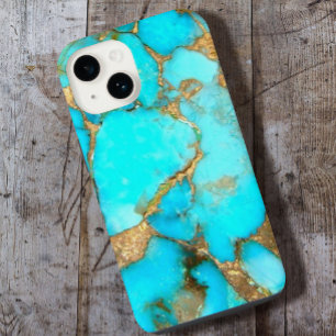 Coque Pour iPhone 14 photo en pierre turquoise