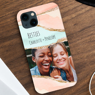 Etui iPhone 13 Photo Moderne Pailleté Orange Menthe Esthétique Me