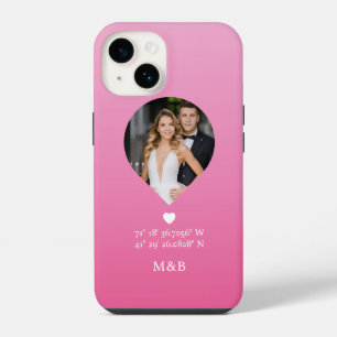 Coque Pour iPhone 14 Photo Monogramme Cœur Romantique Coordonne Moderne