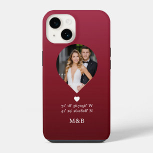 Coque Pour iPhone 14 Photo Monogramme Cœur Romantique Coordonne Moderne