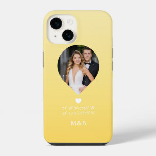 Coque Pour iPhone 14 Photo Monogramme Cœur Romantique Coordonne Moderne