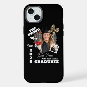Coque iPhone 15 Plus Photo personnalisée, Fière maman d'un diplômé de 2