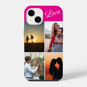 Coque Pour iPhone 14 Photo Rose Personnalisé Couple amoureux élégant