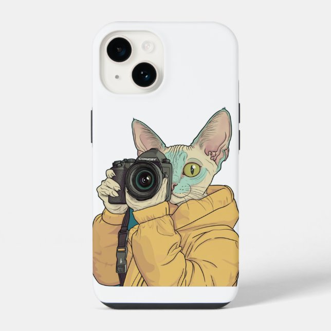 Coque iPhone Photographe de chat cool (Verso)