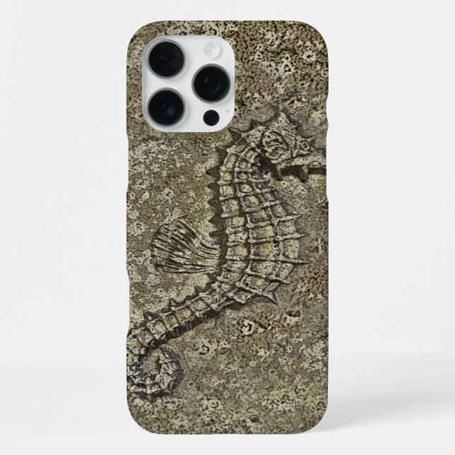 Coque iPhone Photographie d'Hippocampe à Texture Sableuse (Verso)