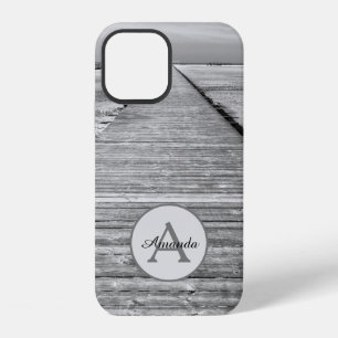 Coque iPhone 12 Photographie en noir et blanc monogramme personnal