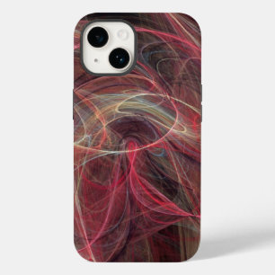 Coque Pour iPhone 14 PHOTON FOU Rose Gris Vagues Fractales