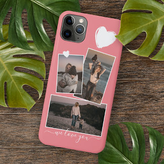 Coque iPhone 11Pro Max Photos Amusantes Et Coeur Sur Corail Rouge Pêche R